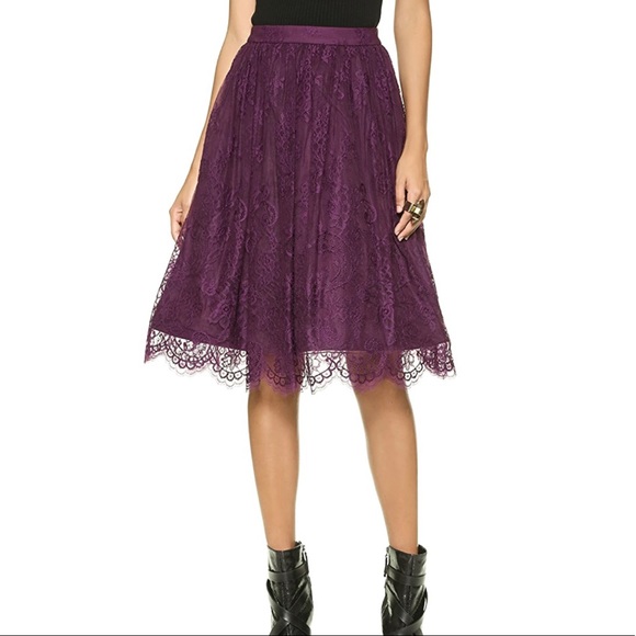 Alice + Olivia Perkins Pouf Purple Lace Skirt - Picture 1 of 8
